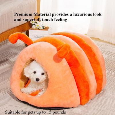 Show full view: NonoPets Caterpillar-Shaped Plush Bolster Dog & Cat Bed, Orange, Large slide 4 of 5