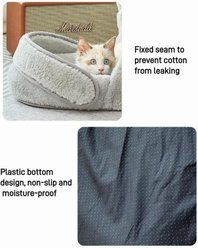 NonoPets Cute Cat-Shaped Plush Bolster Cat Bed, Grey, X-Large slide 2 of 8