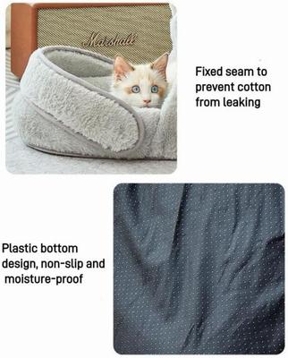 Show full view: NonoPets Cute Cat-Shaped Plush Bolster Cat Bed, Grey, X-Large slide 8 of 10