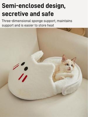 Show full view: NonoPets Cute Cat-Shaped Plush Bolster Cat Bed, Grey, X-Large slide 4 of 10