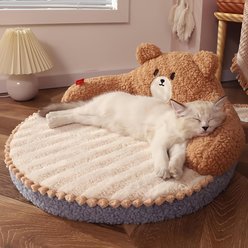 NonoPets Teddy Bear Ultra-Soft Plush Furniture Style Sofa Dog & Cat Bed with Adorable Backrest Design