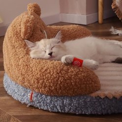 NonoPets Teddy Bear Ultra-Soft Plush Furniture Style Sofa Dog & Cat Bed with Adorable Backrest Design slide 2 of 4