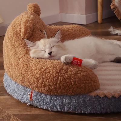 Show full view: NonoPets Teddy Bear Ultra-Soft Plush Furniture Style Sofa Dog & Cat Bed with Adorable Backrest Design slide 2 of 5