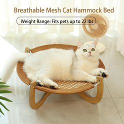 NonoPets Breathable Woven Elevated Rattan-Style Furniture Style Sofa Dog & Cat Hammock Bed with Wooden Frame slide 2 of 8