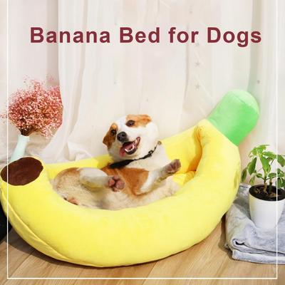 Show full view: NonoPets Snuggle Up in Style! Cute & Cozy Plush Banana Bolster Dog & Cat Bed, Small slide 4 of 8