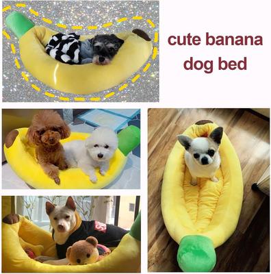 Show full view: NonoPets Snuggle Up in Style! Cute & Cozy Plush Banana Bolster Dog & Cat Bed, Small slide 5 of 8