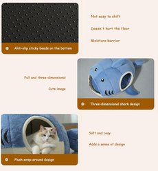NonoPets Shark Shape Warm Covered Cat & Dog Nest Bed, Small slide 2 of 5