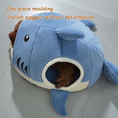 Show full view: NonoPets Shark Shape Warm Covered Cat & Dog Nest Bed, Medium slide 5 of 6