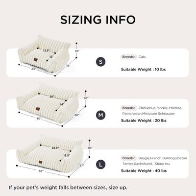 Show full view: NonoPets Premium Soft Corduroy Fleece, Fuzzy Furniture Style Sofa Dog & Cat Bed with Removable Washable Cover, White slide 8 of 10