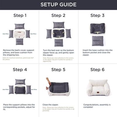 Show full view: NonoPets Premium Soft Corduroy Fleece, Fuzzy Furniture Style Sofa Dog & Cat Bed with Removable Washable Cover, Grey slide 6 of 7