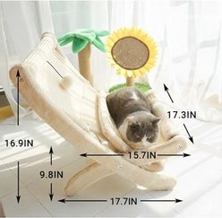 NonoPets Luxury Soft Plush Elevated Furniture Style Sofa Cat Bed with Play Ball slide 2 of 4