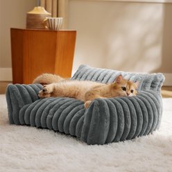 NonoPets Premium Soft Corduroy Fleece, Fuzzy Furniture Style Sofa Dog & Cat Bed with Removable Washable Cover, Grey