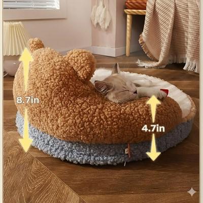 Show full view: NonoPets Teddy Bear Ultra-Soft Plush Furniture Style Sofa Dog & Cat Bed with Adorable Backrest Design slide 4 of 5