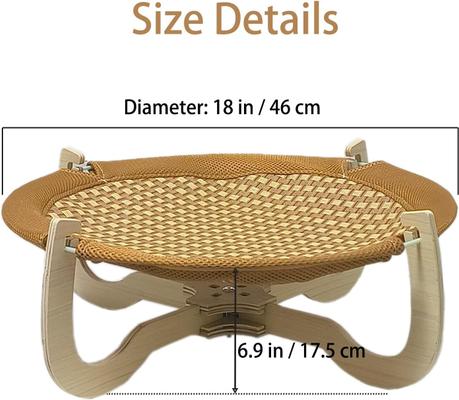 Show full view: NonoPets Breathable Woven Elevated Rattan-Style Furniture Style Sofa Dog & Cat Hammock Bed with Wooden Frame slide 7 of 9