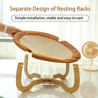 Show full view: NonoPets Breathable Woven Elevated Rattan-Style Furniture Style Sofa Dog & Cat Hammock Bed with Wooden Frame slide 3 of 9
