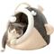 Show in main carousel: NonoPets Fish-Shaped Covered Cat House Bed, Soft Beige/Brown Pastel, Large slide 1 of 7