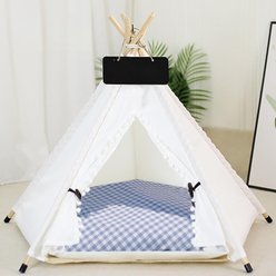 NonoPets Indoor Teepee Covered Cat & Dog Tent Bed, Blue