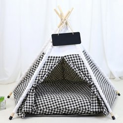 NonoPets Indoor Teepee Covered Cat & Dog Tent Bed, Black