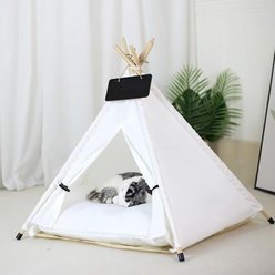 NonoPets Indoor Teepee Covered Cat & Dog Tent Bed, White