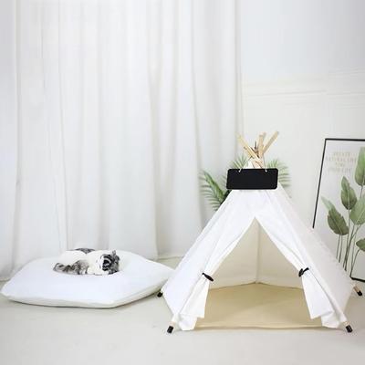 Show full view: NonoPets Indoor Teepee Covered Cat & Dog Tent Bed, White slide 4 of 5