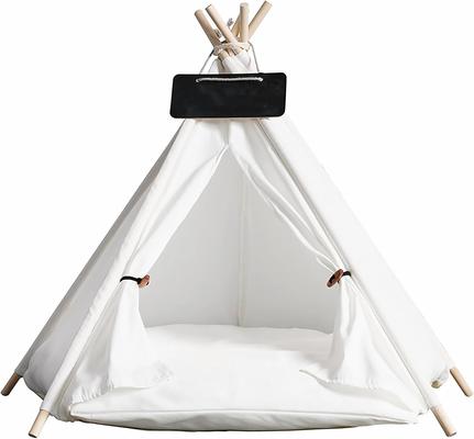 Show full view: NonoPets Indoor Teepee Covered Cat & Dog Tent Bed, White slide 2 of 5