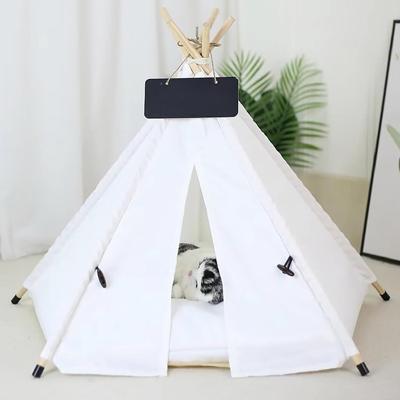 Show full view: NonoPets Indoor Teepee Covered Cat & Dog Tent Bed, White slide 3 of 5