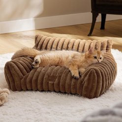 NonoPets Premium Soft Corduroy Fleece, Fuzzy Furniture Style Sofa Dog & Cat Bed with Removable Washable Cover, Brown