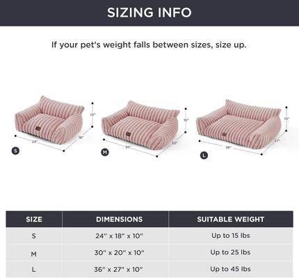Show full view: NonoPets Premium Soft Corduroy Fleece, Fuzzy Furniture Style Sofa Dog & Cat Bed with Removable Washable Cover, Pink slide 6 of 7
