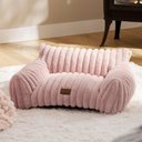 NonoPets Premium Soft Corduroy Fleece, Fuzzy Furniture Style Sofa Dog & Cat Bed with Removable Washable Cover, Pink