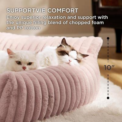 Show full view: NonoPets Premium Soft Corduroy Fleece, Fuzzy Furniture Style Sofa Dog & Cat Bed with Removable Washable Cover, Pink slide 3 of 7