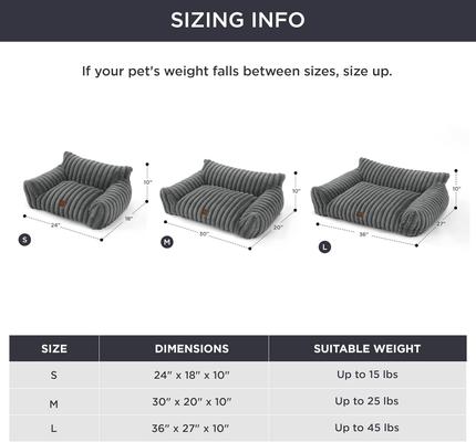 Show full view: NonoPets Premium Soft Corduroy Fleece, Fuzzy Furniture Style Sofa Dog & Cat Bed with Removable Washable Cover, Grey slide 5 of 7