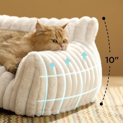 Show full view: NonoPets Premium Soft Corduroy Fleece, Fuzzy Furniture Style Sofa Dog & Cat Bed with Removable Washable Cover, White slide 5 of 10
