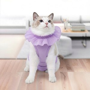 Happy & Polly Cat Recovery Suit, Purple, Medium