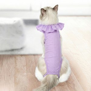 Happy & Polly Cat Recovery Suit, Purple, Medium