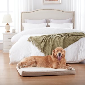LFC PETS Ultra Comfort Memory Foam Dog & Cat Bed with Removable Cover, Beige, X-Large