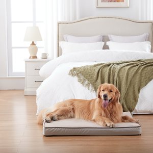 LFC PETS Orthopedic Memory Foam Dog & Cat Bed with Removable Cover, Khaki, Large