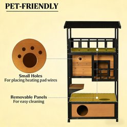 Zeus & Ruta Wooden Outdoor Cat House with Removable Middle Board, Yellow slide 2 of 6