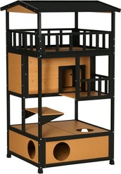 Zeus & Ruta Wooden Outdoor Cat House with Removable Middle Board, Yellow