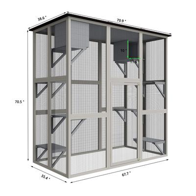 Show full view: Zeus & Ruta Wooden 6 Platforms & 2 Napping Boxes Cat House, Gray slide 4 of 5
