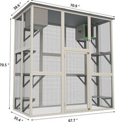 Zeus & Ruta Wooden 6 Platforms & 2 Napping Boxes Weatherproof Asphalt Roof Cat House, Gray slide 2 of 5