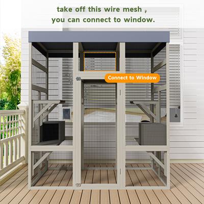 Show full view: Zeus & Ruta Wooden Waterproof Top Cat House, Gray slide 6 of 7