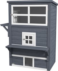 Zeus & Ruta 3-Story Raised Floor & Ashpalt Roof Cat House, Dark Gray