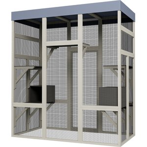 Zeus & Ruta Wooden Waterproof Top Cat House, Gray