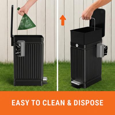 Show full view: Pupzle Outdoor Odor Control Dog Poop Trash Can with Lid, 3.2-gal, 30 Bags slide 6 of 10