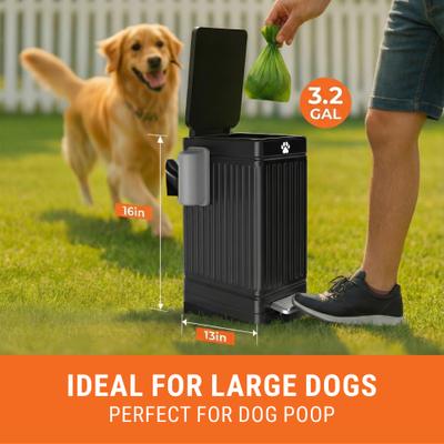 Show full view: Pupzle Outdoor Odor Control Dog Poop Trash Can with Lid, 3.2-gal, 30 Bags slide 2 of 10
