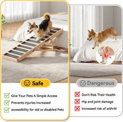 Coziwow 4-Level 55-in Upgraded Foldable Wooden Non-slip Dog & Cat Ramp for Bed Couch, Natural Wood slide 2 of 9