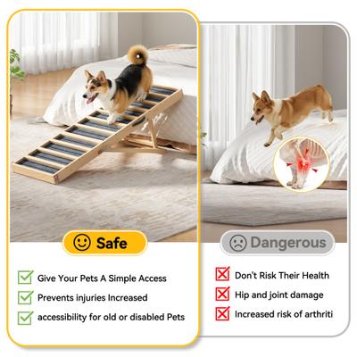 Show full view: Coziwow 4-Level 55-in Upgraded Foldable Wooden Dog & Cat Couch Ramp, Natural Wood slide 9 of 10