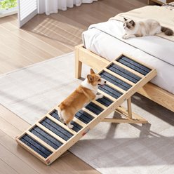 Coziwow 4-Level 55-in Upgraded Foldable Wooden Dog & Cat Couch Ramp, Natural Wood