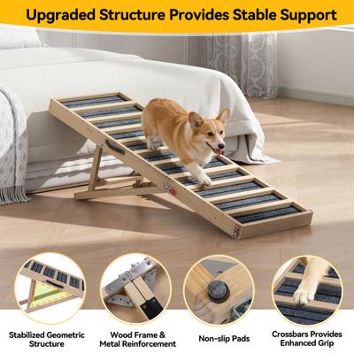 Show full view: Coziwow 4-Level 55-in Upgraded Foldable Wooden Dog & Cat Couch Ramp, Natural Wood slide 2 of 10