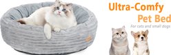 HXPLN Washable Calming Round Donut Dog & Cat Bed with Heating Pad, Grey, 20-in slide 2 of 9